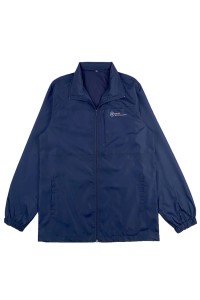 設計寶藍色拉鏈風褸外套     訂製左胸拉鏈袋印花logo    橡筋袖口    長安工程     公司制服   程序員 風褸   J1014 